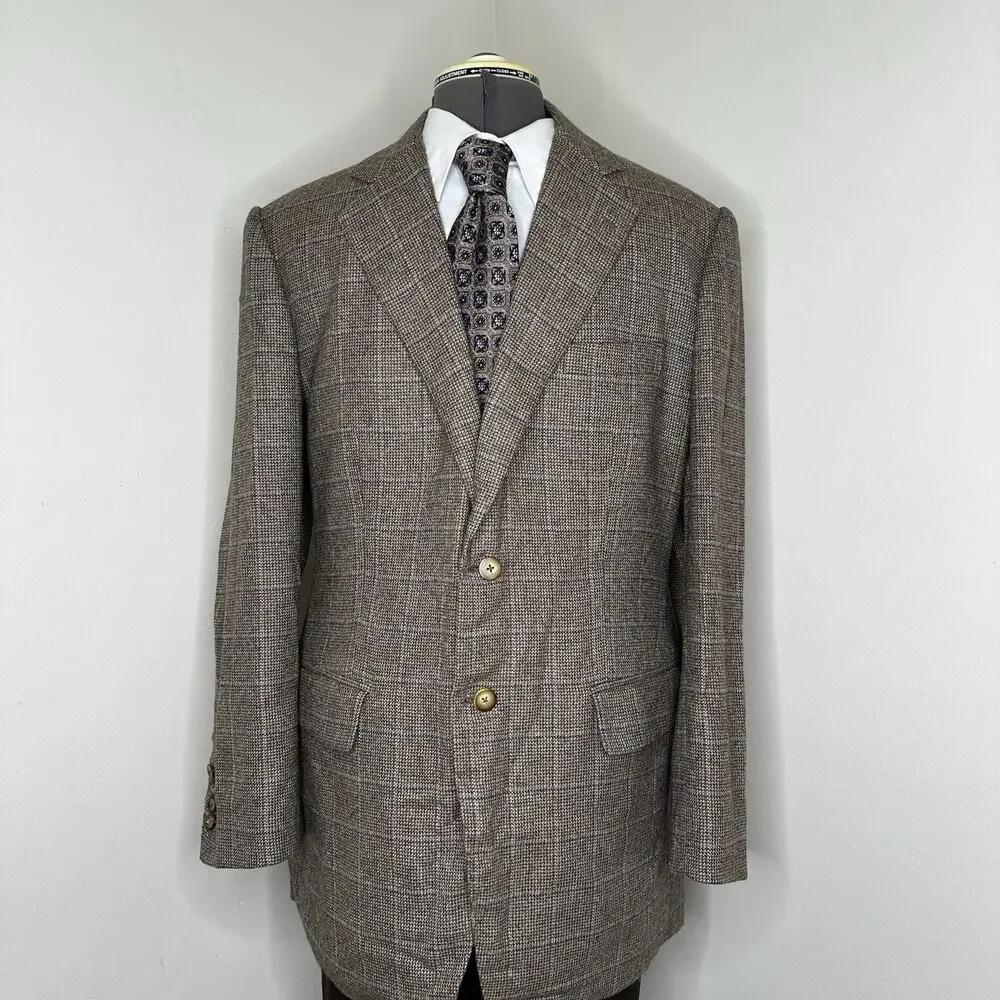 Astor Black Mens 43R Cashmere Blazer Brown XL Sport Coat Jacket Surgeon Cuffs